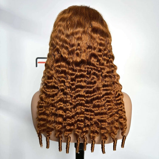 Bulk 350 ginger Burmese curly lace front wigs low MOQ