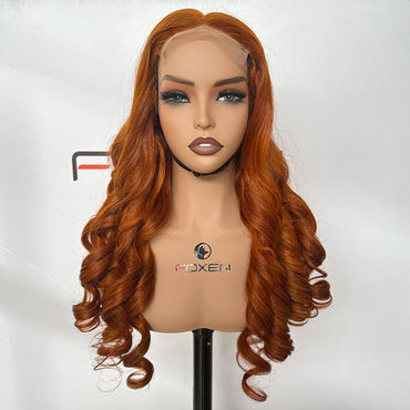 ginger color human hair wig 5x5 closure pre plucked