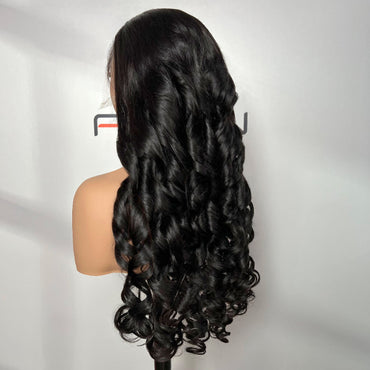 Soft bouncy curly hair natural black