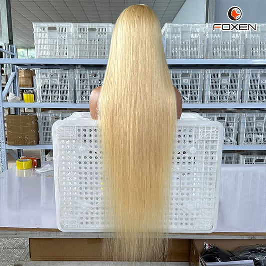 40" 613# Blonde Straight Human Hair Wigs Factory Bulk for Wig Retailers