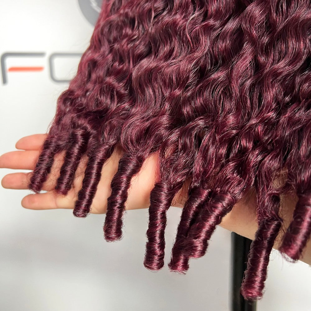 99j Dark Red Burmese Curly Wig