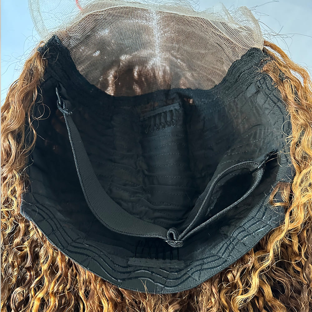 Bulk pre-plucked 5x5 lace pixie curly wigs P4/27 ombre for resale