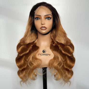 custom ombre T1B/27 honey blonde body wave 5x5 lace wig