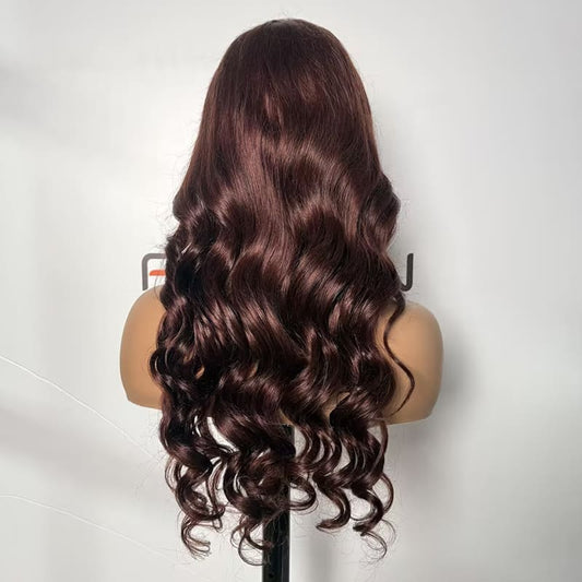 200% density red human hair lace front wig 24 inch
