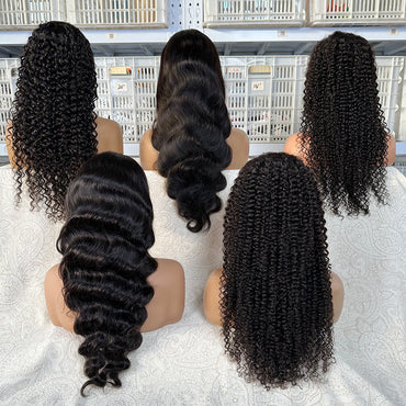 natural black assorted curl lace wigs bulk