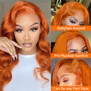 Body Wave Red Orange Wig Human Hair Ginger Wig