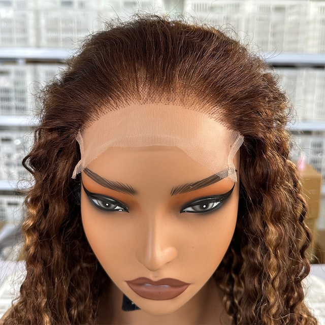 Foxen P4/27 Highlight Jerry Curly Hair Wigs Virgin Human Hair 5*5 Lace Closure Wigs