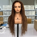 Foxen P4/27 Highlight Jerry Curly Hair Wigs Virgin Human Hair 5*5 Lace Closure Wigs