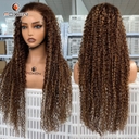 Foxen P4/27 Highlight Jerry Curly Hair Wigs Virgin Human Hair 5*5 Lace Closure Wigs