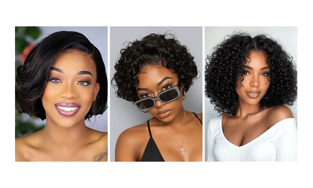 Platinum blonde root ombre short bob wigs