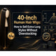 40-inch straight human hair wig on mannequin with inventory balance chart showing optimal stock levels — wholesale overstocking prevention guide for retailers