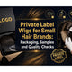 Private label wig in branded logo packaging box alongside quality inspection by gloved hands — OEM wig packaging and sample approval guide for small hair brands