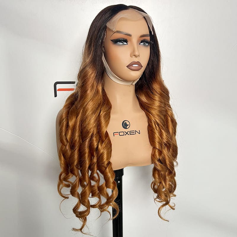 long lasting 6x6 lace custom black brown ombre bouncy curly human hair wig wholesale