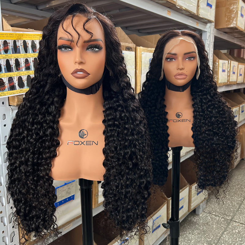 water wave black wigs with middle part