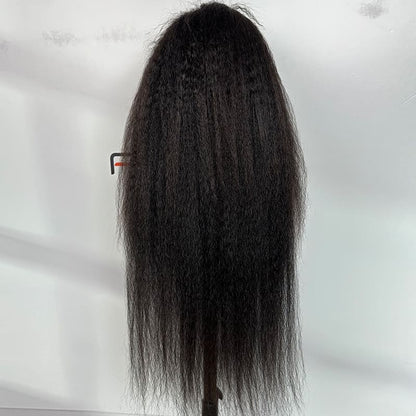 Bulk 13x4 HD lace front human hair wigs natural black kinky straight