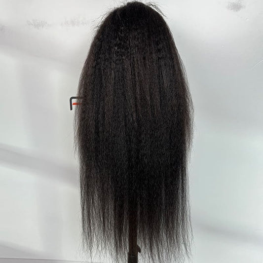 Bulk 13x4 HD lace front human hair wigs natural black kinky straight