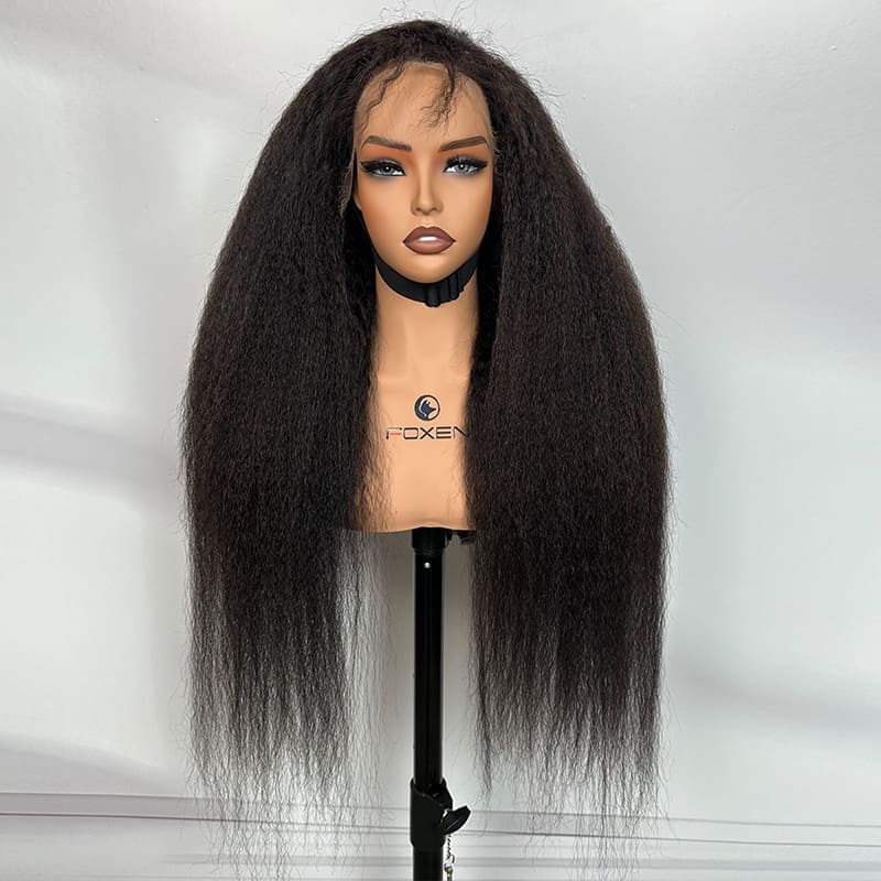 Wholesale 13x4 HD lace front wigs natural black long kinky straight