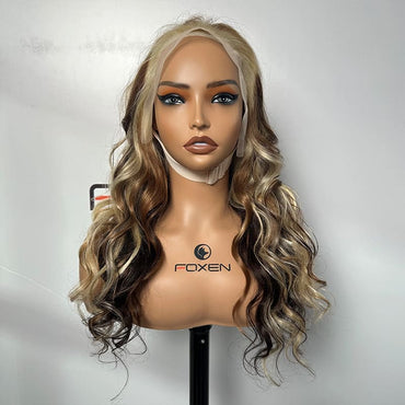 22 inch highlight wig 13x4 lace natural wave pre-plucked hairline