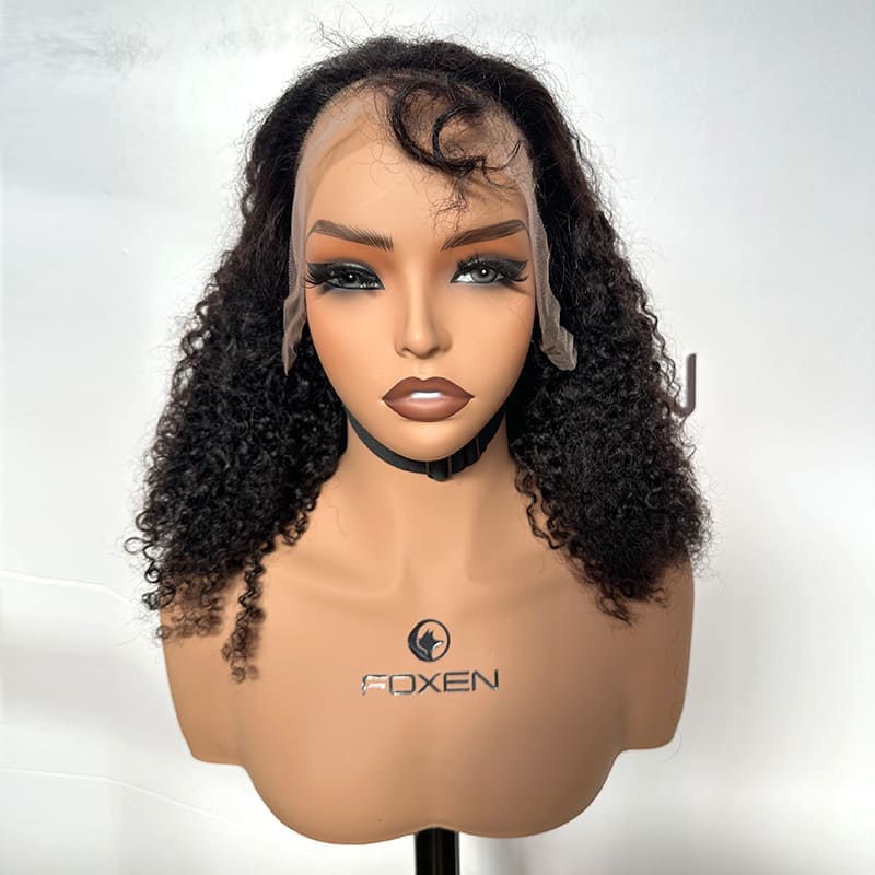 Thick and bouncy multi curly lace frontal wig 16 inch
