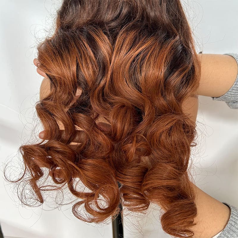 custom highlight color lace wig balayage ombre natural wave human hair