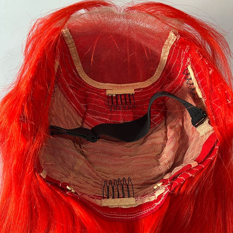 Wholesale 5x5 lace closure red short bob wig 14 inch