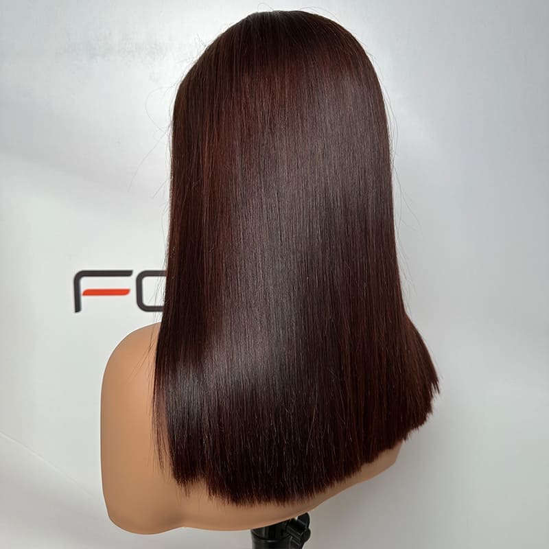 Wholesale 5x5 lace 4# dark brown short bob wig 16 inch Vietnamese hair