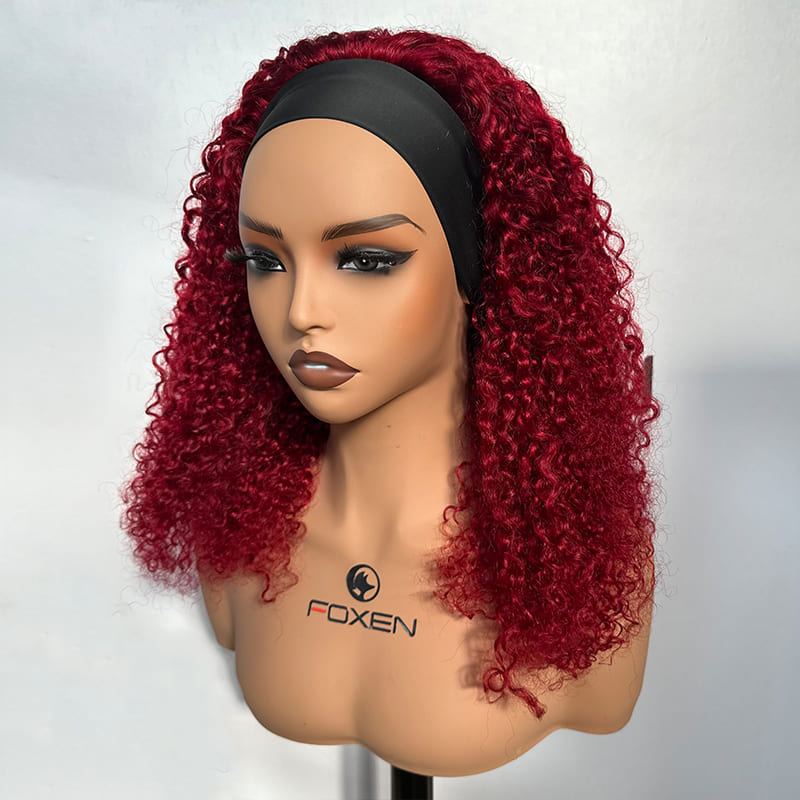 human hair burgundy headband wig B2B supplier