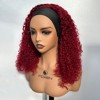 human hair burgundy headband wig B2B supplier