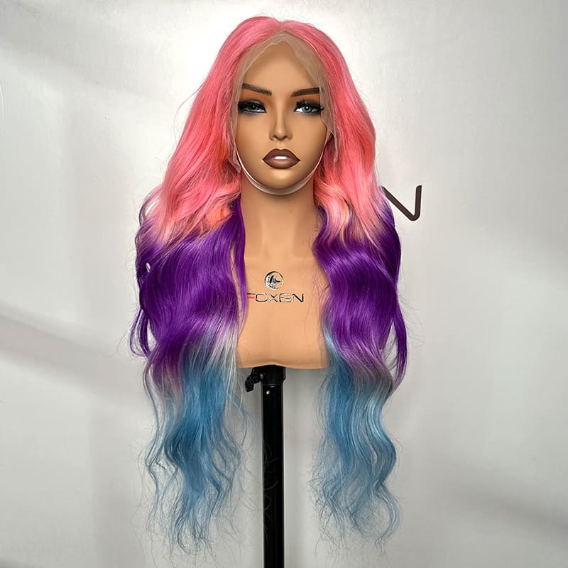 13x4 transparent lace frontal multicolor wig factory