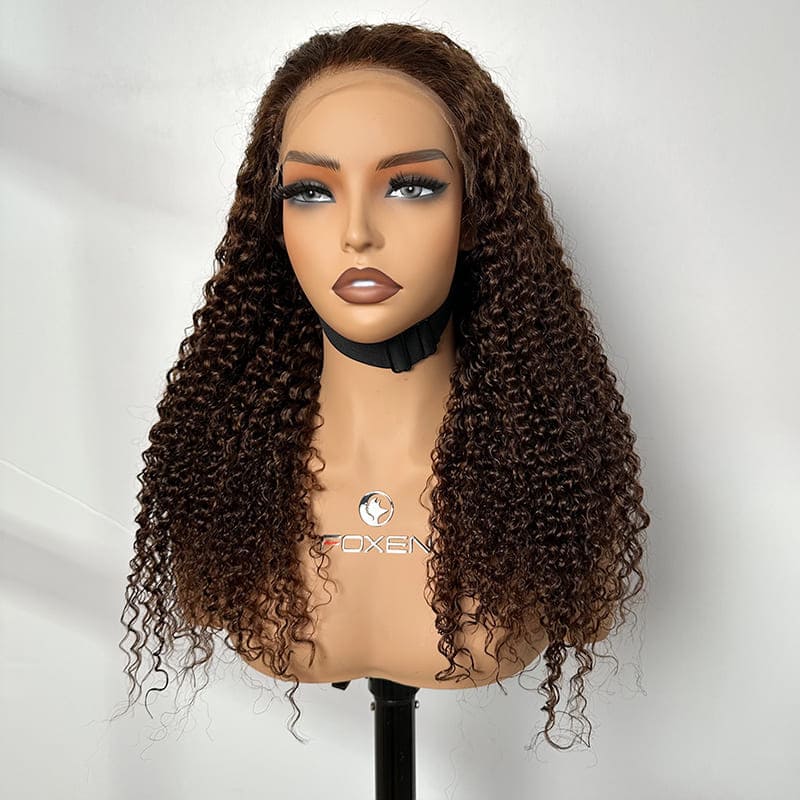 wholesale vendor for 5x7 HD lace 4# kinky curly human hair wig