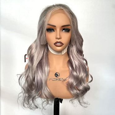 100% real human hair grey wave wig bulk supply