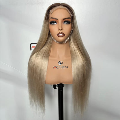26 Inch Straight 5×5 Closure Wig Bleached Knots Custom Color