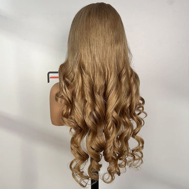 Pre plucked 28 inches long curly 13x4 lace front wigs