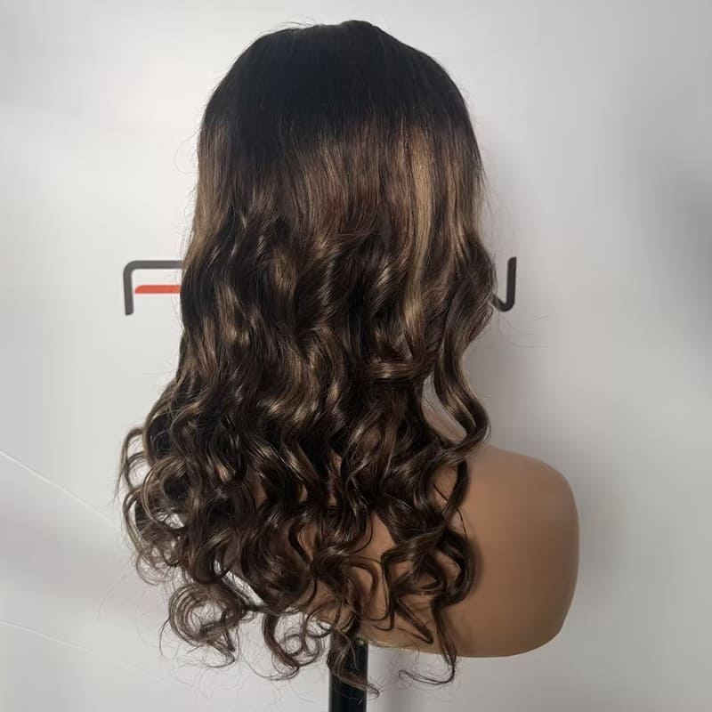 200% density highlight human hair lace closure wig 20 inch