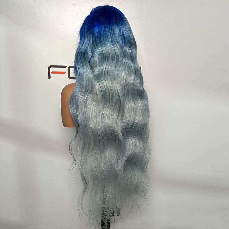 sample order for custom blue ombre transparent lace wigs