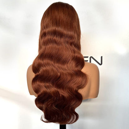 Custom 13x4 lace frontal #33 brown body wave wig 22 inch