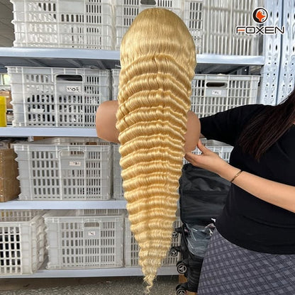 40" 613# Blonde Deep Wave Wigs Factory Direct Long-Lasting Curls
