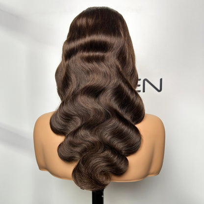 18 inches #4 brown glueless body wave wig no tangling no shedding