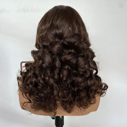 20 inch chocolate brown spiral curly wig