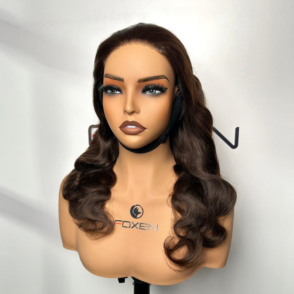 4# brown body wave 18" glueless HD lace body wave wig