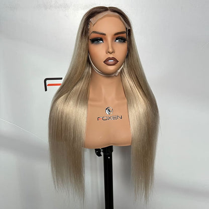 Custom Colored 26 Inch Straight Wig 5×5 Closure Human Hair