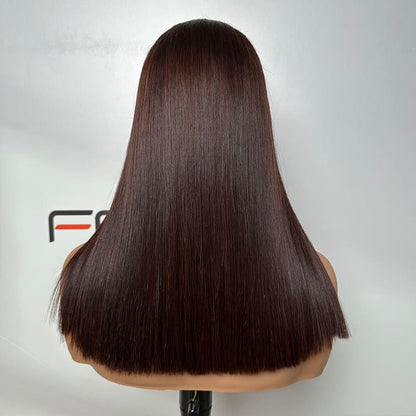 Best 4# dark brown Vietnamese hair short bob 5x5 lace wig 16 inch