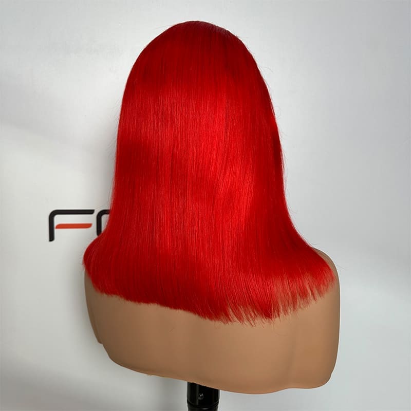 Factory direct red bob 5x5 closure wig 14 inch wholesale