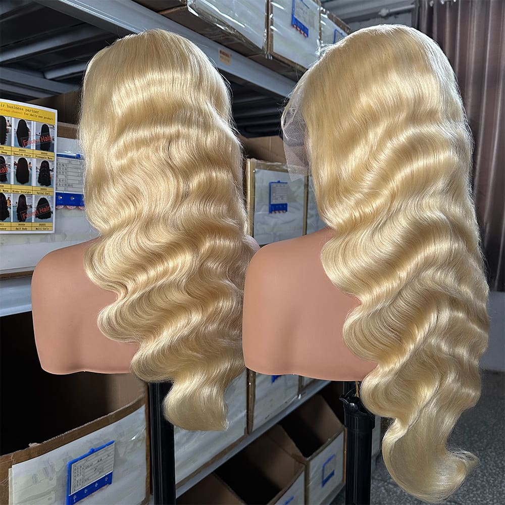 613# blonde body wave wigs heat - resistant human hair