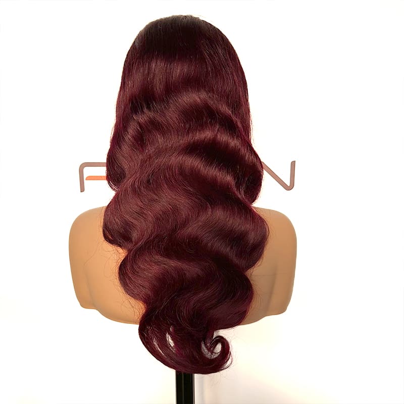 22 inch dark red lace front wig bulk