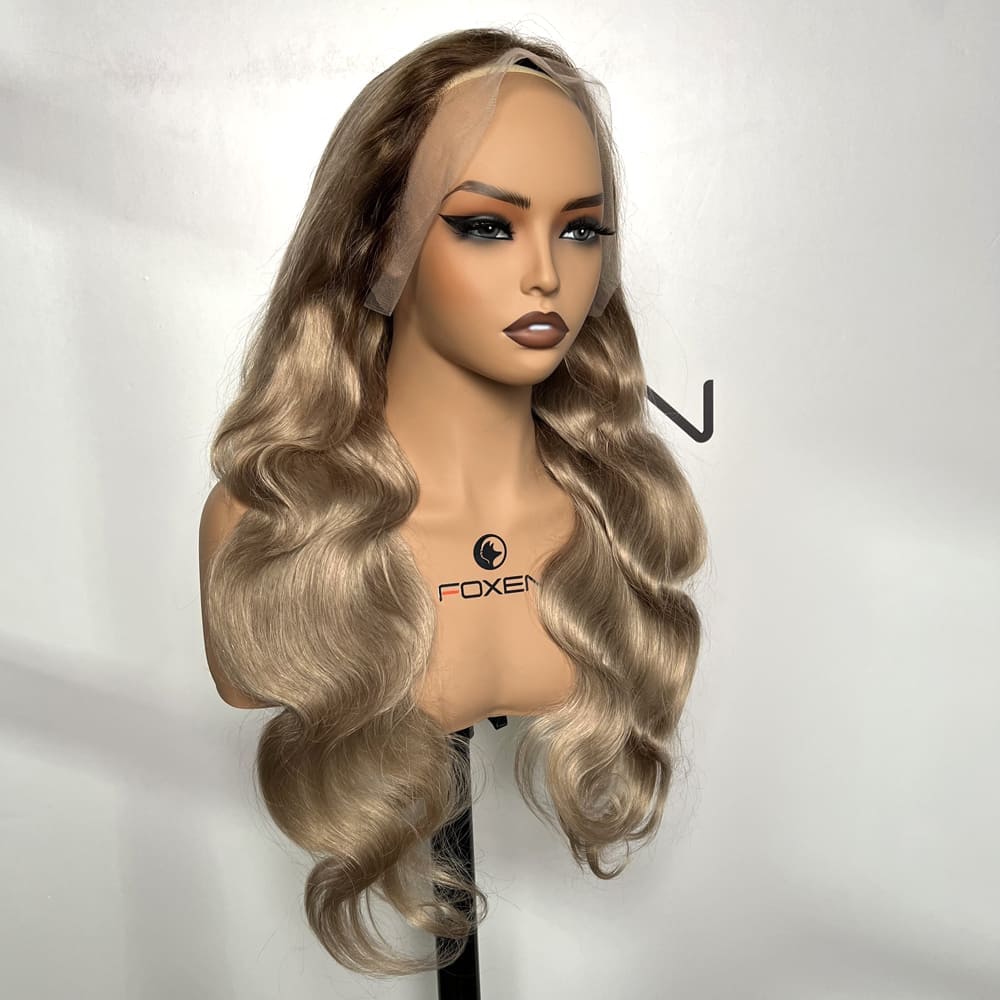 Bulk 300% density ash blonde 13x4 lace front body wave wigs vendor