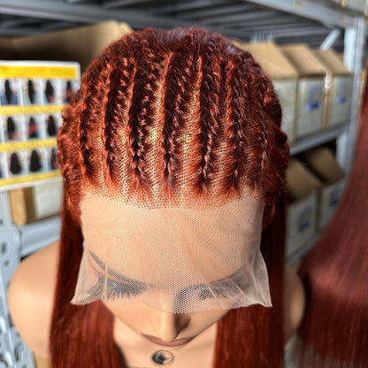 Virgin hair reddish brown straight wigs