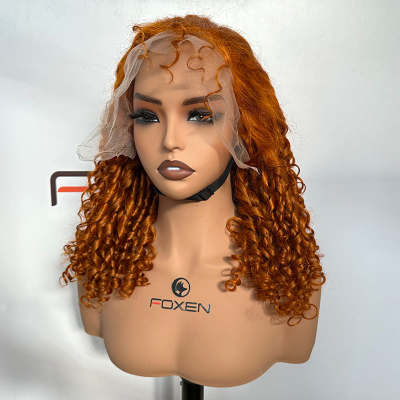 wholesale 100% real human hair ginger curly wigs