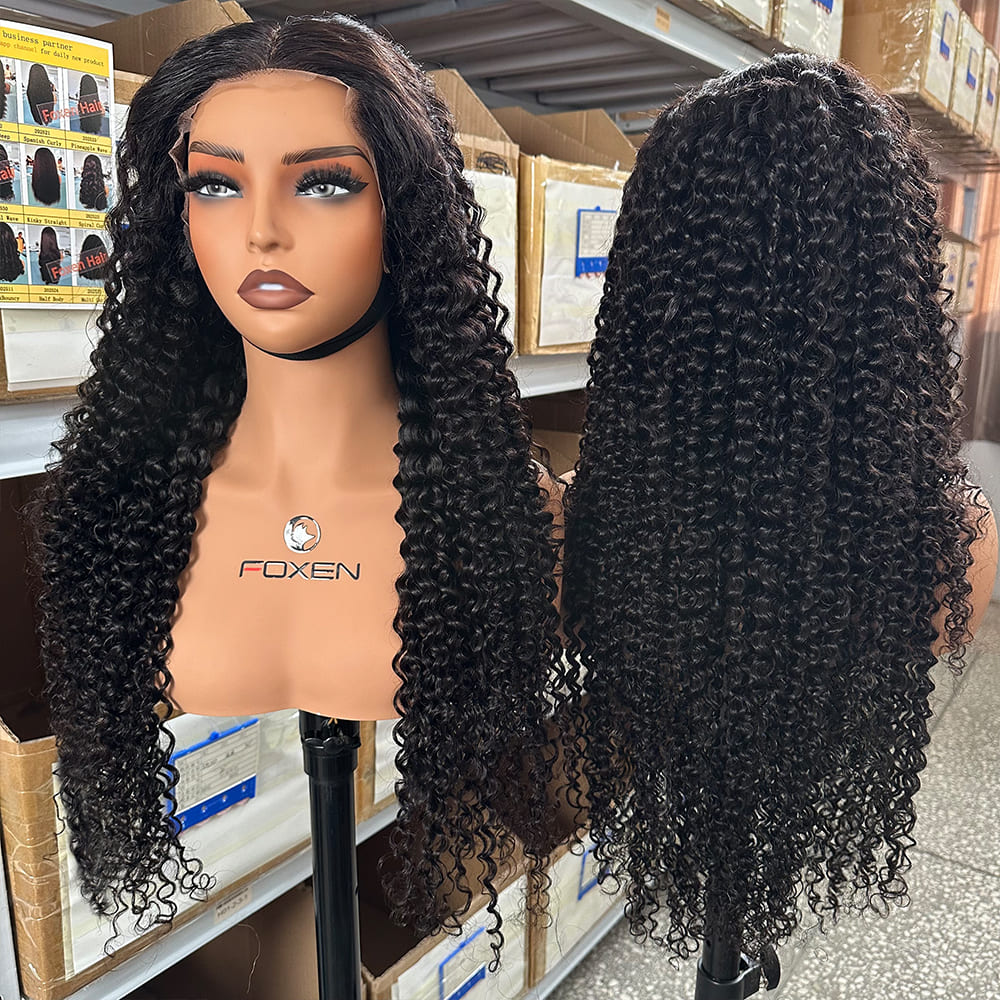 Wholesale pre-plucked natural color pineapple curl human hair wigs