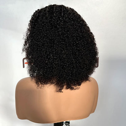 12-Inch Natural Black Curly Human Hair Headband Wig Supplier | 200% Density